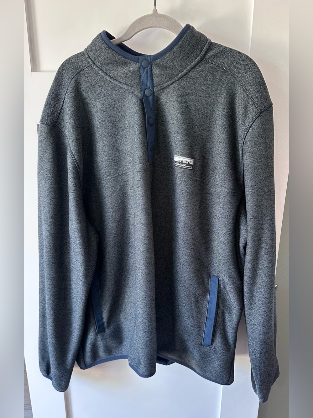Eddie Bauer Men's Classic Fit Long Sleeve Knit Fleece Sweater XXL Heather Navy